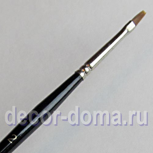 Кисть плоская № 2, колонок, ручка длинная Кисть плоская № 2, колонок, ручка длинная