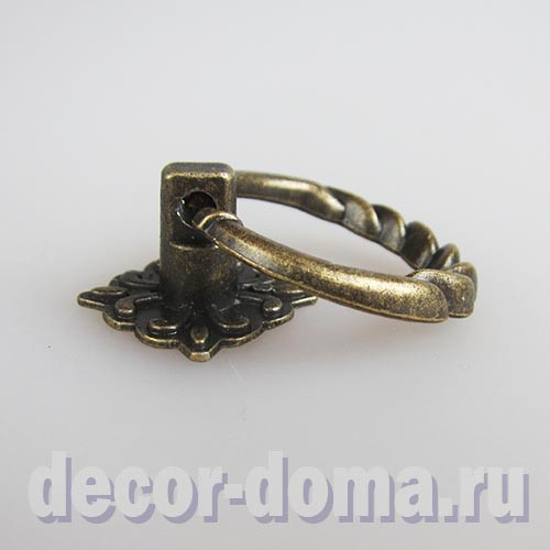 Ручка металлическая, Кольцо, 3 см, бронза