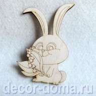 Кролик с ландышем, фанерная фигурка, 10 см Кролик с ландышем, фанерная фигурка, 10 см