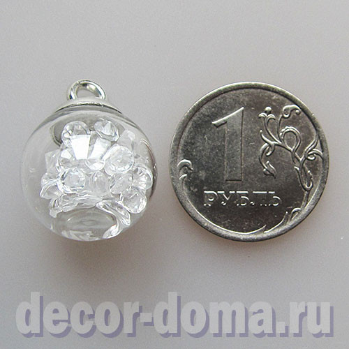 Подвески, кристаллы в шариках, 1,6 см, 10 шт., цвет прозрачный