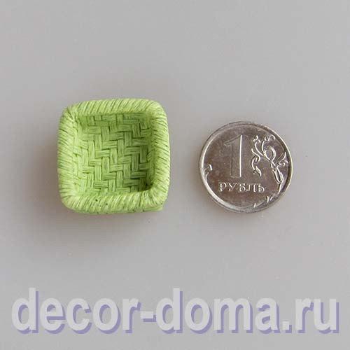 Корзинка-плетёнка мини, квадратная, 2,5 см, салатовая