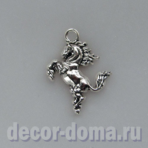 Конь-огонь, подвеска металлическая, 3 см, цвет серебро