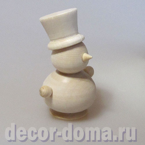 Снеговик в цилиндре, деревянная фигурка, 9 см