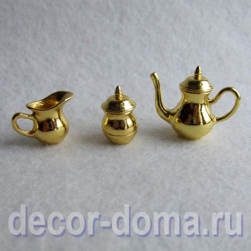 Сервиз роскошный мини, 10 предметов, металл, цвет золото Сервиз роскошный мини, 10 предметов, металл, цвет золото