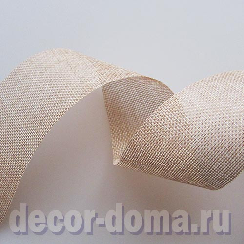 Лента холщовая синтетическая, 6 см, цвет бежевый, 1 м