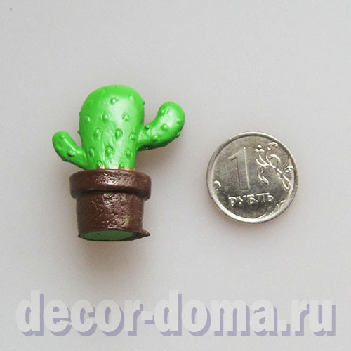 Кактус в горшке, фигурка миниатюрная, 3,5 см Кактус в горшке, фигурка миниатюрная, 3,5 см