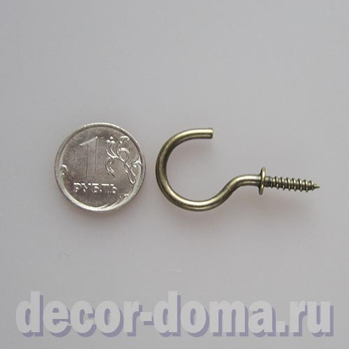 Крючки-саморезы, 3,7х1,8 см, цвет бронза, 6 шт.