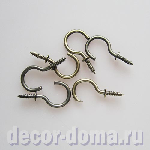 Крючки-саморезы, 3,7х1,8 см, цвет бронза, 6 шт.