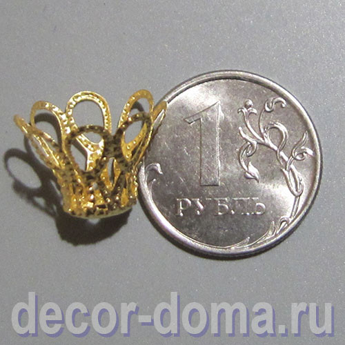 Колпачки, шапочки для бусин и шаров, 12 х 15 мм, розетка, 10 шт., цвет золотой Колпачки, шапочки для бусин и шаров, 12 х 15 мм, розетка, 10 шт., цвет золотой
