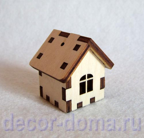 Домик миниатюрный, 4 см, сборная фигурка из фанеры