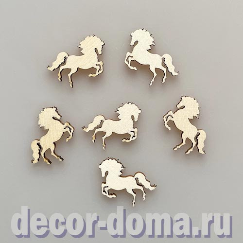 Конь-огонь, мини, 3 см, фигурки из тонкой фанеры, 6 шт.