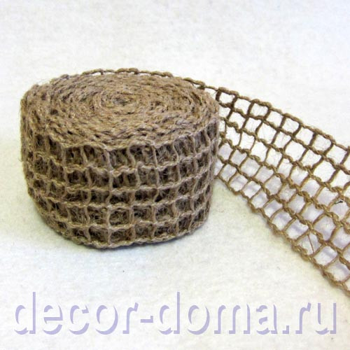 Тесьма льняная, сетка, 5 см х 4,5 м, цвет натуральный Тесьма льняная, сетка, 5 см х 4,5 м, цвет натуральный