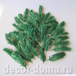 Еловые веточки, 10 см, хвоя декоративная, 48 шт. Еловые веточки, 10 см, хвоя декоративная, 48 шт.