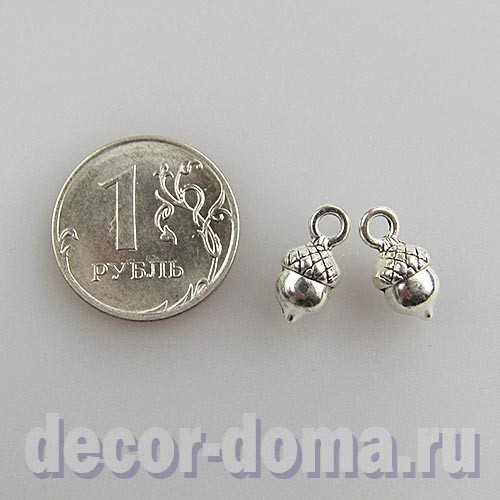 Жёлуди, подвески металлические, 1,4 см, цвет серебро, 2 шт. Жёлуди, подвески металлические, 1,4 см, цвет серебро, 2 шт.
