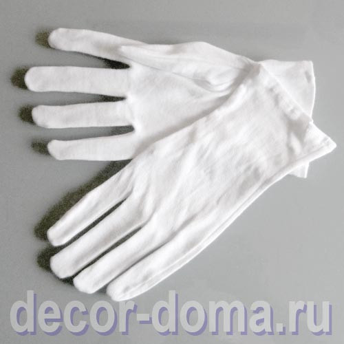 Перчатки белые тонкие, хлопчатобумажные, защитные