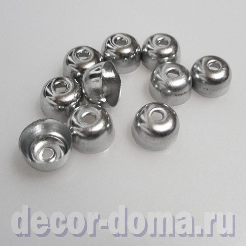Колпачок, 12х7 мм, гладкий, 10 шт., цвет серебро
