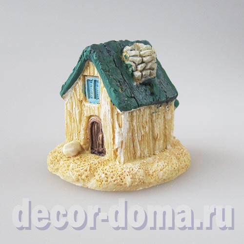 Избушка с зелёной крышей, домик мини, 4 см