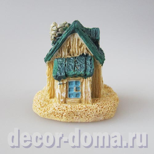 Избушка с зелёной крышей, домик мини, 4 см