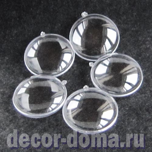 Медальон, 10 см, из 2 половинок, прозрачный пластик, упаковка 5 шт.