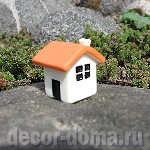 Домик мини, кубик, 2,5 см, крыша оранжевая Домик мини, кубик, 2,5 см, крыша оранжевая