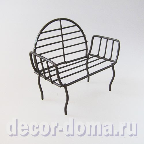 Скамейка садовая мини, полукруглая спинка, 9 см, металл коричневый Скамейка садовая мини, полукруглая спинка, 9 см, металл коричневый
