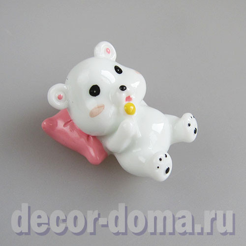 Мишка на подушке, фигурка миниатюрная, 3 см