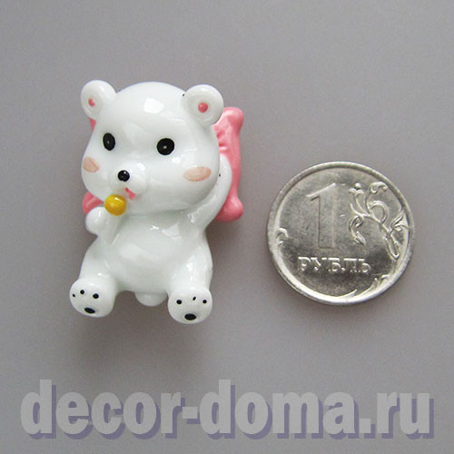 Мишка на подушке, фигурка миниатюрная, 3 см