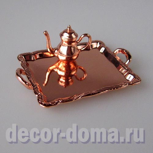 Сервиз роскошный мини, 10 предметов, металл, цвет медь