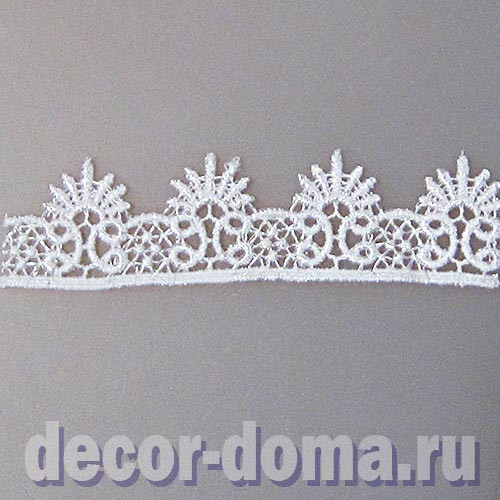 Гипюр, 27 мм, узор кокошники, цвет белый, 10 см Гипюр, 27 мм, узор кокошники, цвет белый, 10 см