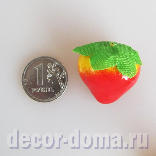 Клубника, 2,7 см, ягоды для декора, 5 шт.