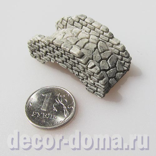 Мостик каменный с перилами, миниатюра, 4 см