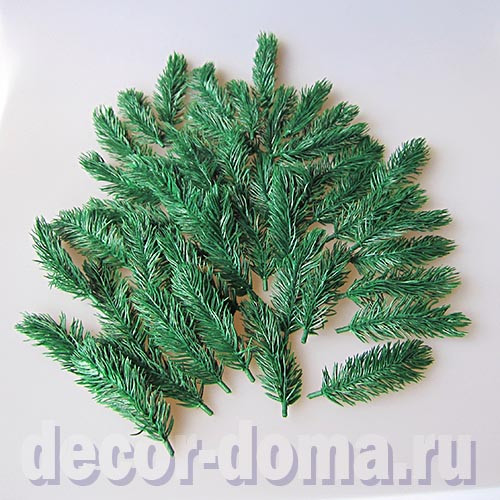 Веточки еловые мелкие, 10 см, хвоя декоративная, 25 шт.