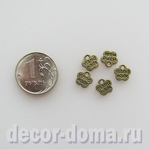 Hand made, бирка, подвеска, 8 мм, цвет бронза, 5 шт. Hand made, бирка, подвеска, 8 мм, цвет бронза, 5 шт.