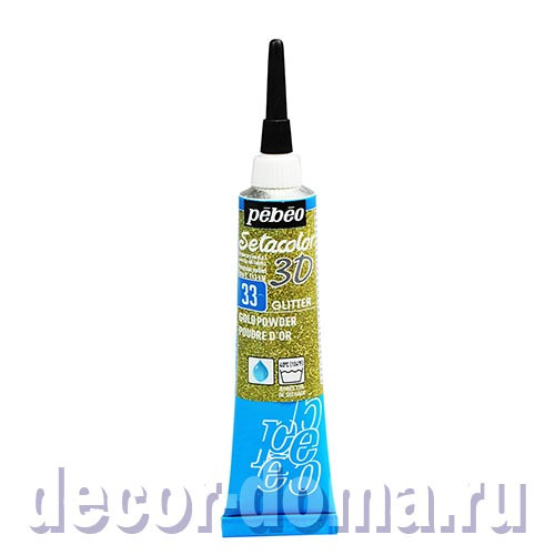 Pebeo Setacolor 3D, золото с микро-глиттером, контур, 20 мл
