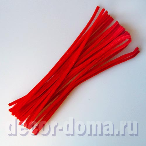 Синель-проволока 6 мм, 30 см, 30 шт., цвет красный