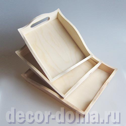 Набор из 3 деревянных подносов