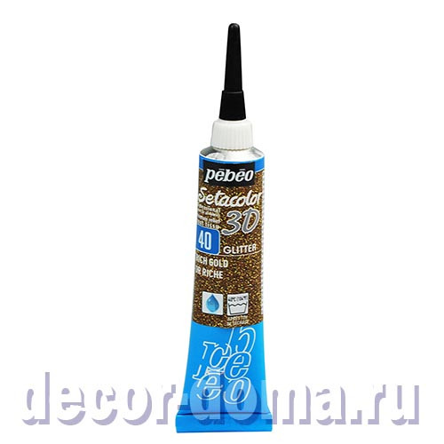 Pebeo Setacolor 3D, тёмное золото с микро-глиттером, контур, 20 мл