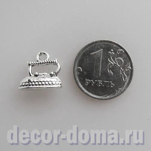 Утюг старинный, 1,5 см, подвеска металлическая Утюг старинный, 1,5 см, подвеска металлическая