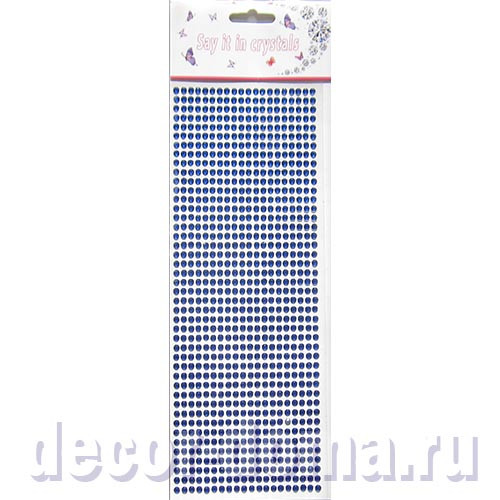 Стразы клеевые, 6 мм, полоски, синие, 504 шт.