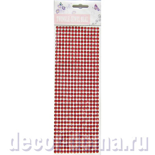 Стразы клеевые, 6 мм, полоски, красные, 504 шт.