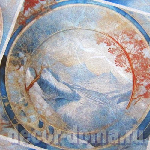 Снегири и ледяные пейзажи, бумага для декупажа рисовая Impressio, А4