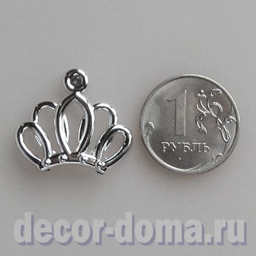 Украшение, корона серебристая, 2,5х2 см