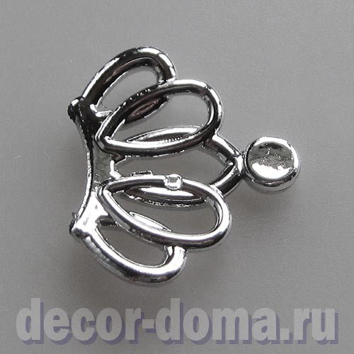 Украшение, корона серебристая, 2,5х2 см
