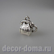 Телефон ретро с диском, подвеска металлическая, 1,4 см, цвет серебро Телефон ретро с диском, подвеска металлическая, 1,4 см, цвет серебро