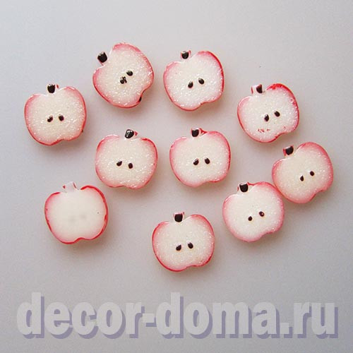 Дольки яблока, 2,5 см, 10 шт., цвет красный