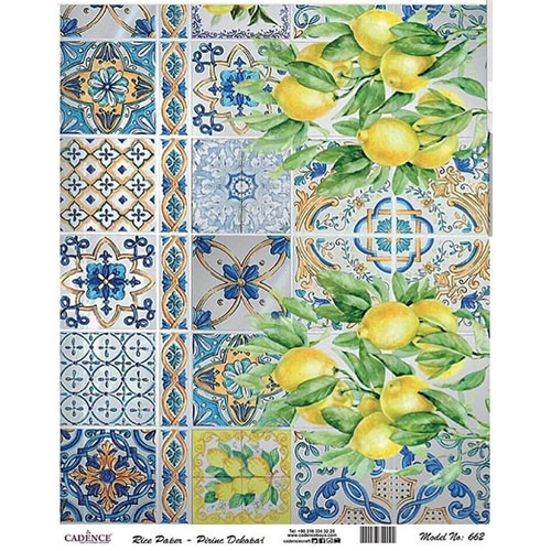 Cadence Rice Decoupage Paper, бумага для декупажа рисовая, A3, 662 плитка, лимоны