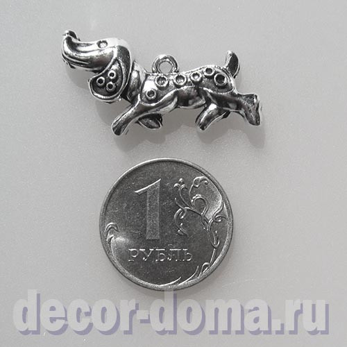 Собака такса, подвеска металлическая, 3 см Собака такса, подвеска металлическая, 3 см