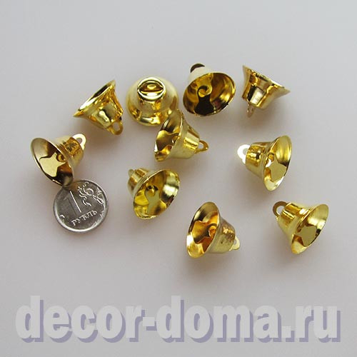 Колокольчик, подвеска, 22 мм, цвет золотой, 10 шт. Колокольчик, подвеска, 22 мм, цвет золотой, 10 шт.