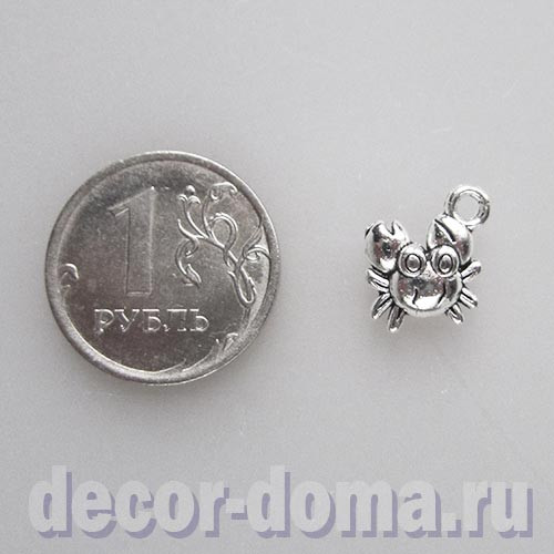 Краб, подвеска, 1,4 см, цвет серебро