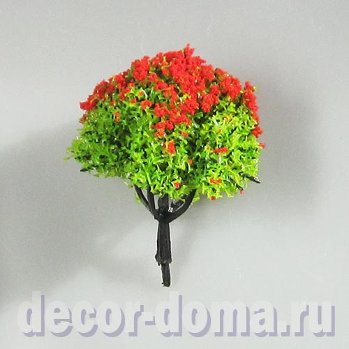 Дерево цветущее, миниатюра, 6,5 см, цветы красные